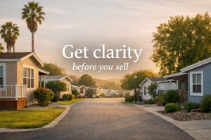 Well-maintained mobile home park in natural light, representing clarity before selling a mobile home in a park