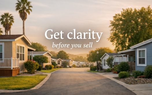 Well-maintained mobile home park in natural light, representing clarity before selling a mobile home in a park